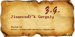 Zisencsák Gergely névjegykártya